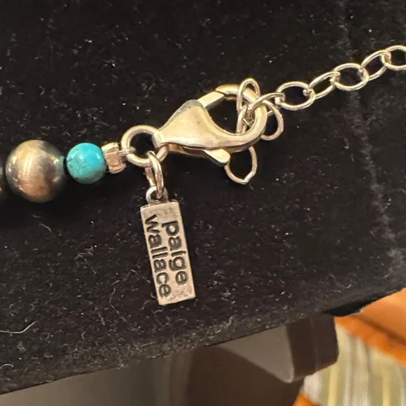 NWT Paige Wallace Turquoise Bead, Squash Blossom, Desert Pearl 925 Necklace - Picture 2 of 7